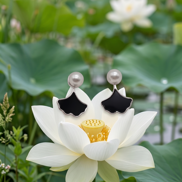 Ebony Leaf Studs