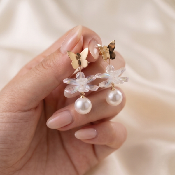 Butterfly & Pearl Dangles