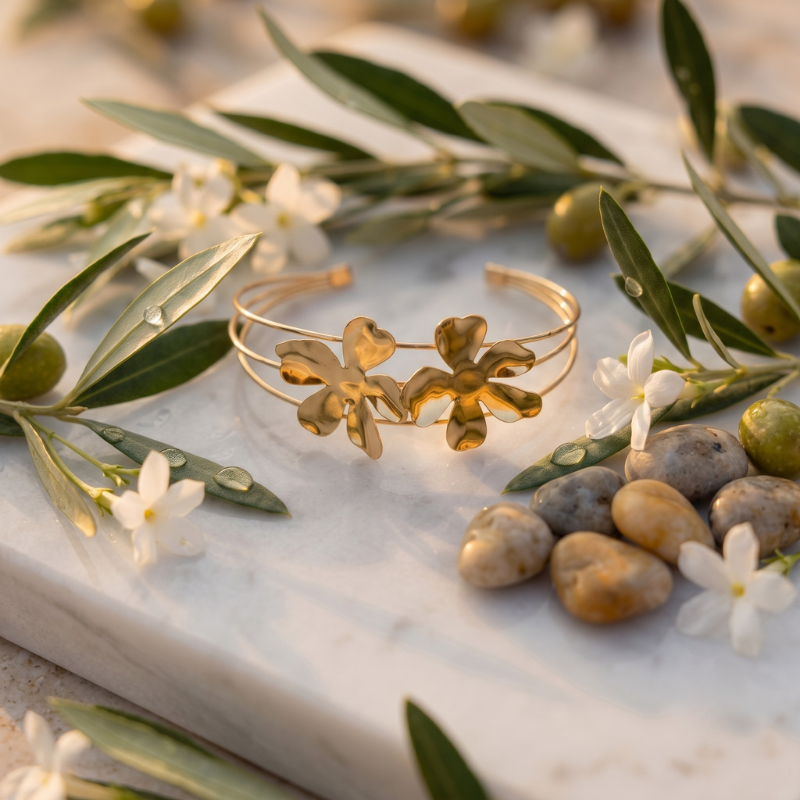 Golden Twin Bloom Cuff