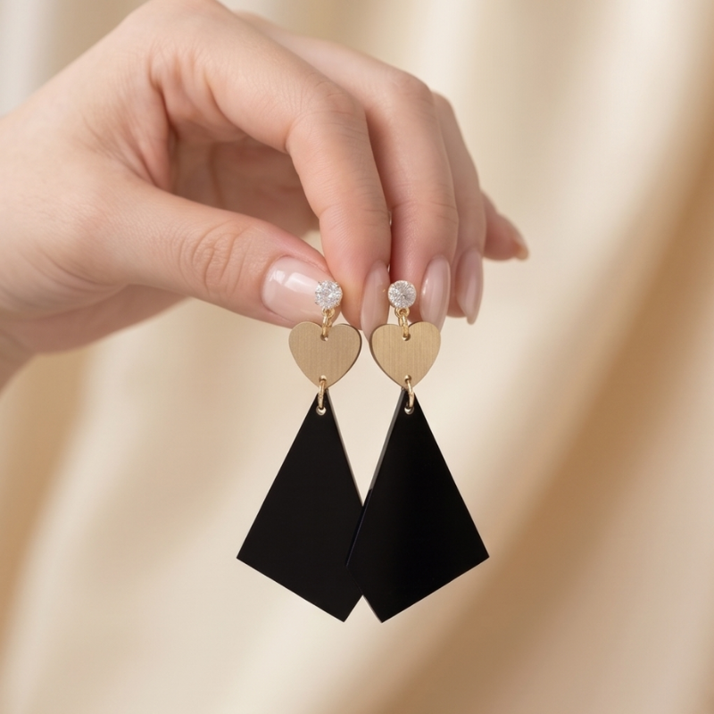 Geometric Heart & Kite Drops