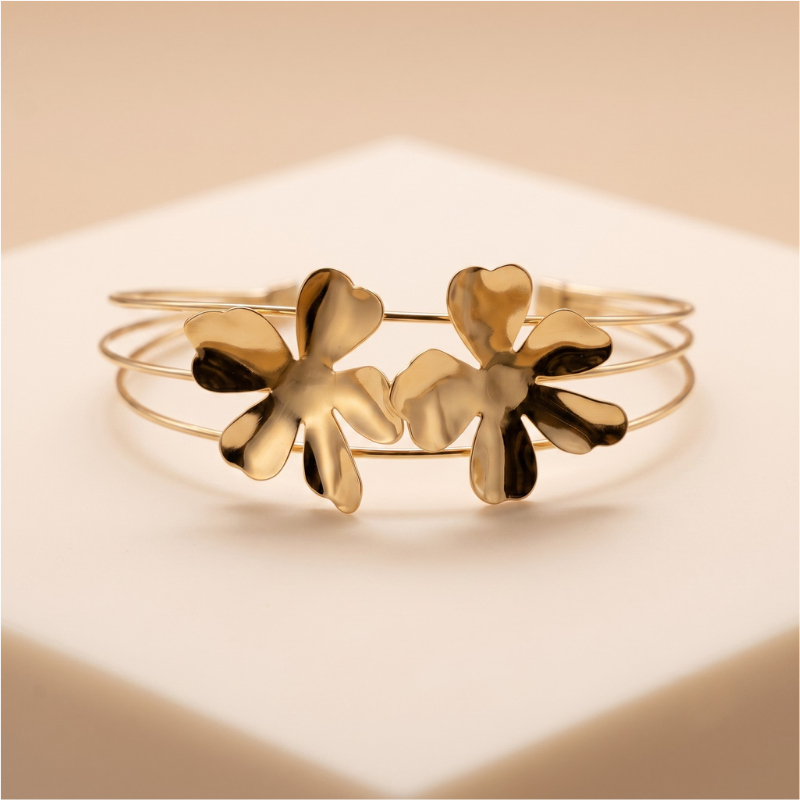 Golden Twin Bloom Cuff