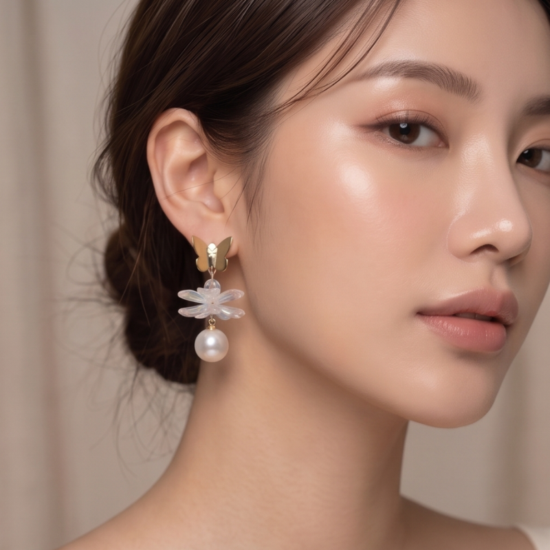 Butterfly & Pearl Dangles