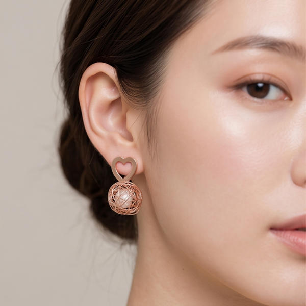 Rosé Orbit Coiled Pearl Earrings