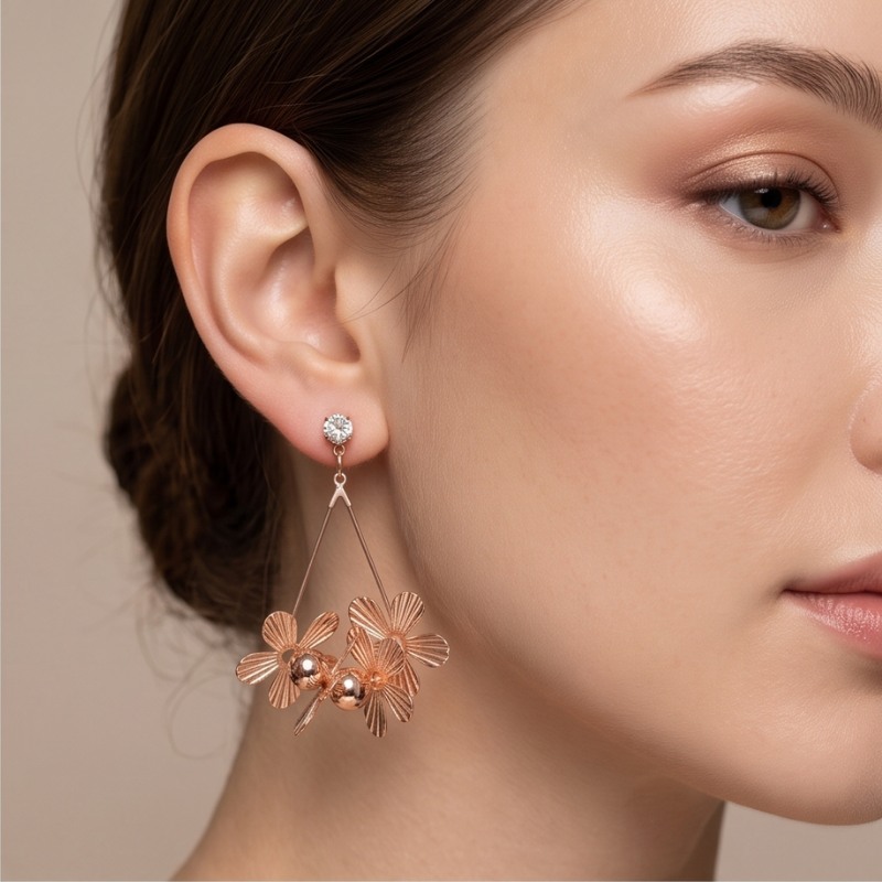 Rose Gold Cascading Florals