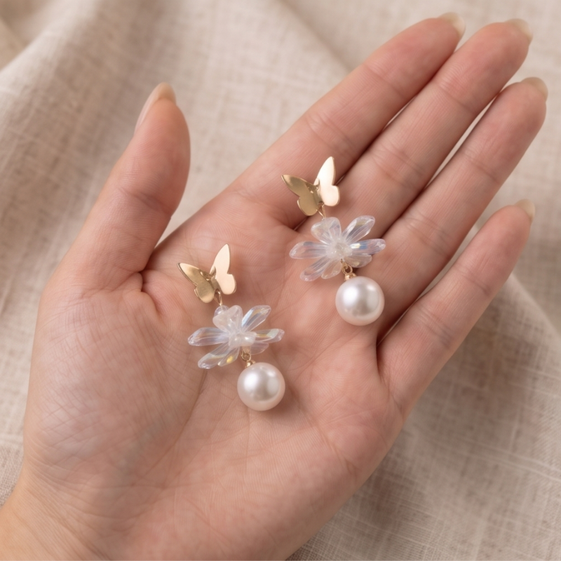 Butterfly & Pearl Dangles