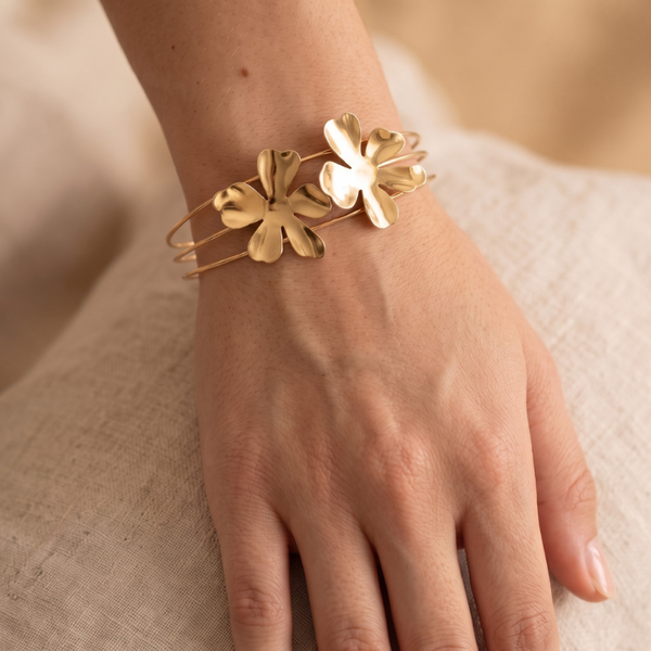 Golden Twin Bloom Cuff