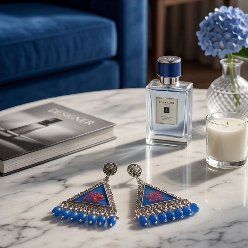 Blue & Coral Geometric Drops