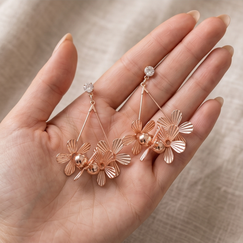 Rose Gold Cascading Florals