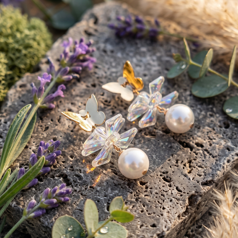 Butterfly & Pearl Dangles