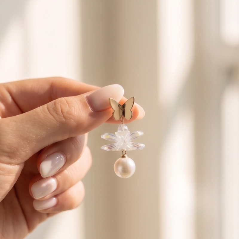 Butterfly & Pearl Dangles
