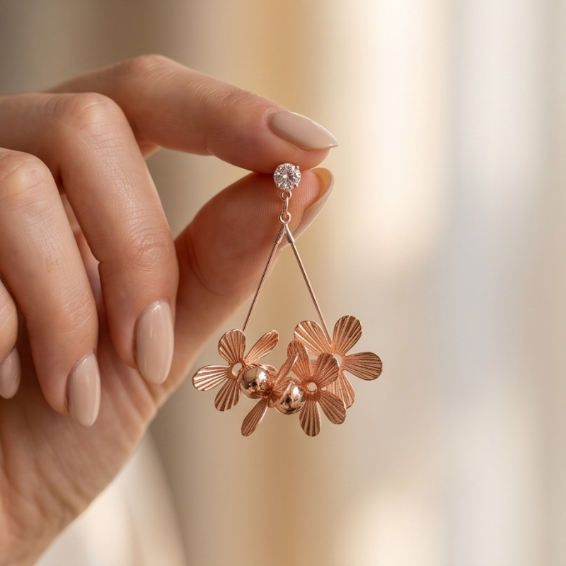 Rose Gold Cascading Florals