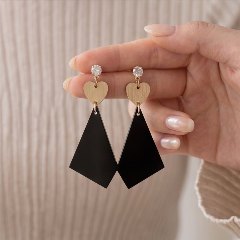 Geometric Heart & Kite Drops