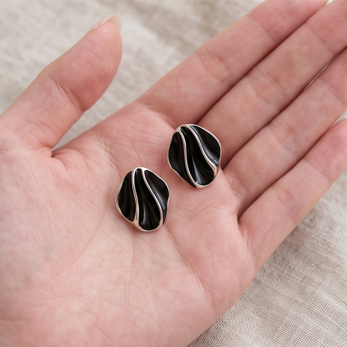 Wavy Oval Studs