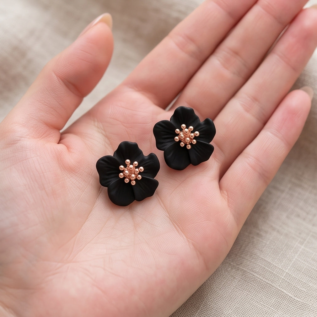 Midnight Dahlia Studs