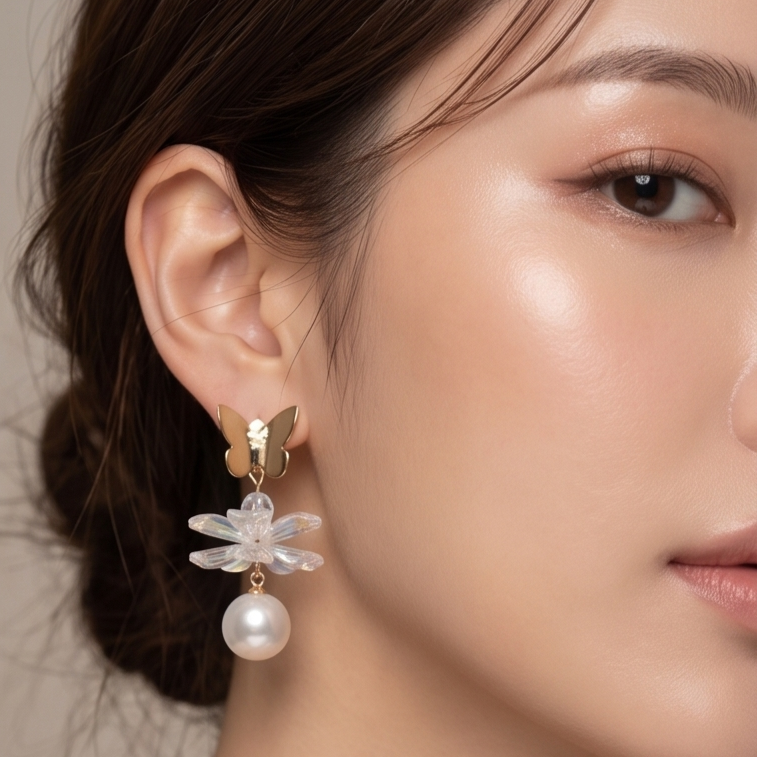 Butterfly & Pearl Dangles